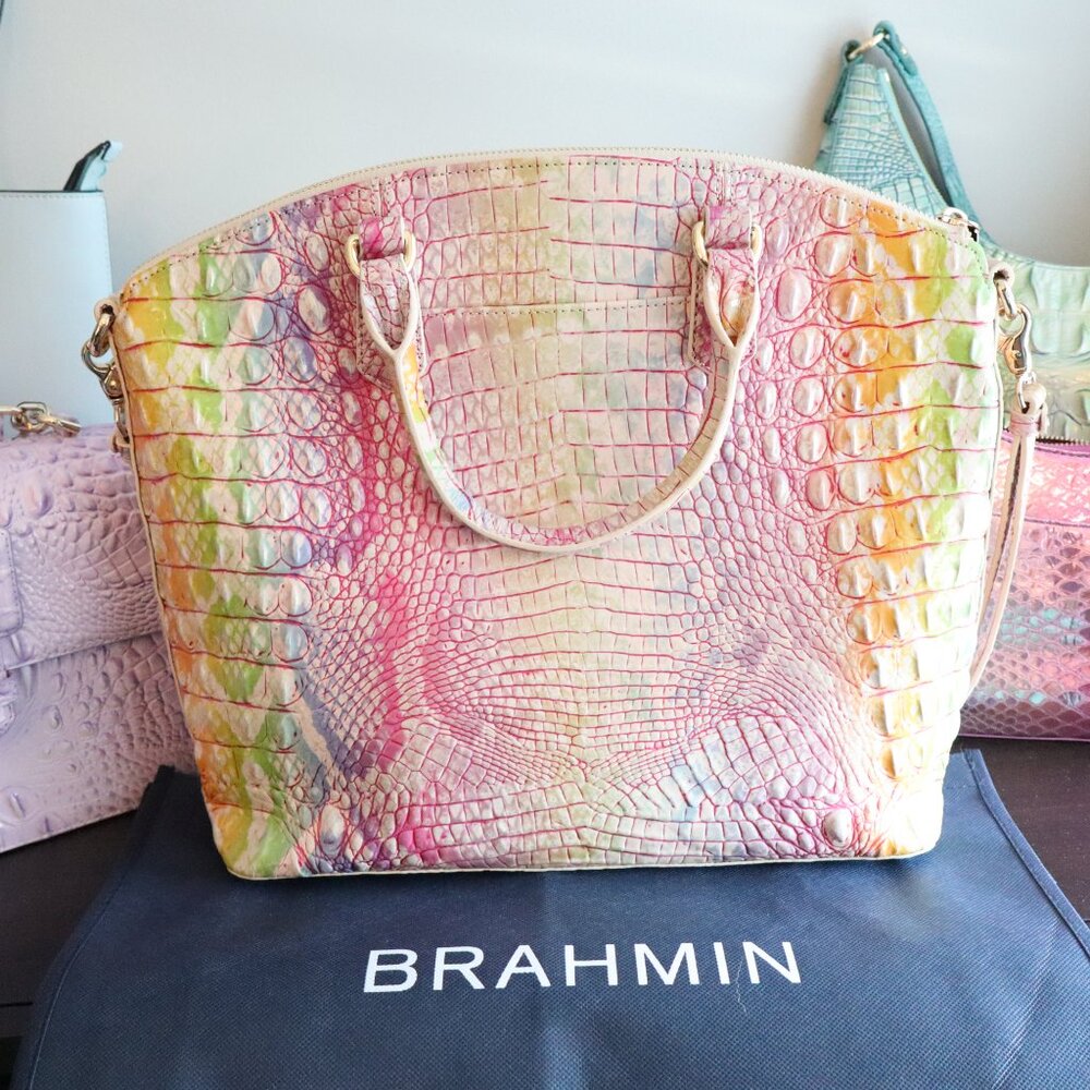Brahmin Rainbow Optimism Melbourne Ombre Duxbury Large Satchel Pristine &wallet - Picture 4 of 16
